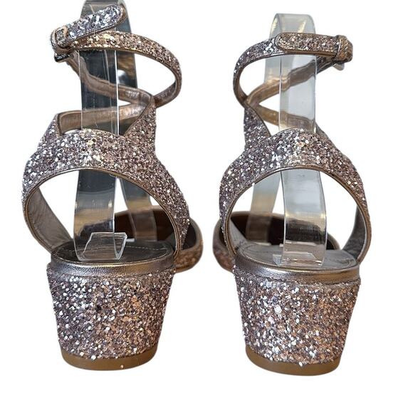 Jimmy Choo Vicky Coarse Glitter Rose Gold Ankle Wrap Ballet Pumps 38.5 - Picture 5 of 10